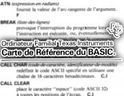 CARTE DE REFERENCE DU BASIC - (FR)