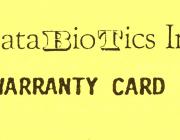 WARRANTY CARD - DATABIOTICS INC.